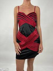 TAYLOR SWIFT DROP | medium black old label topshop dress with red stripes