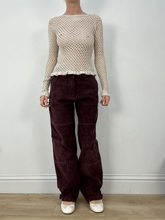 countryside | medium burgundy corduroy cargo trousers