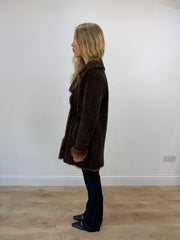 small chocolate brown button trench coat