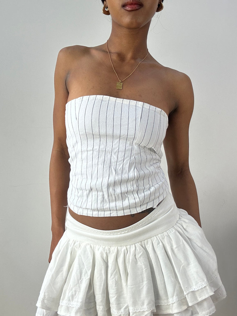 💻‼️ white pinstripe corset style bandeau