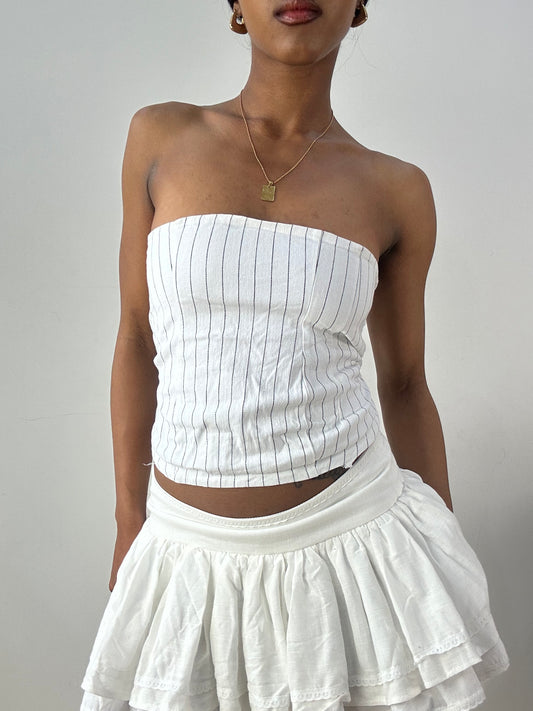 💻‼️ white pinstripe corset style bandeau