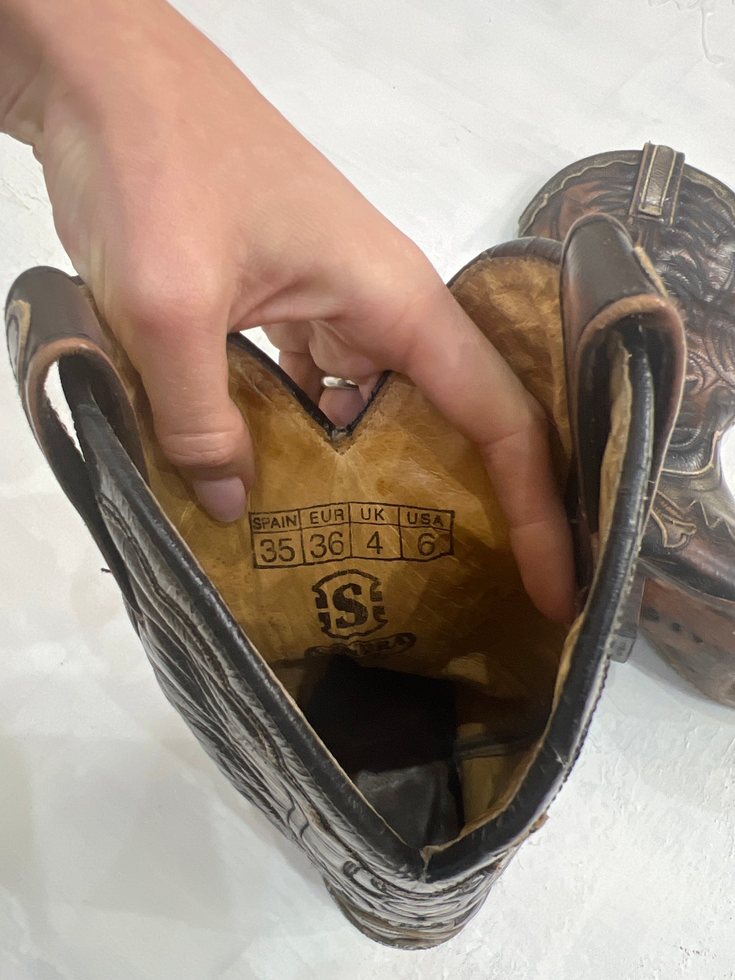 ⭐️vintage edit seven | uk 4 brown leather cowboy boots