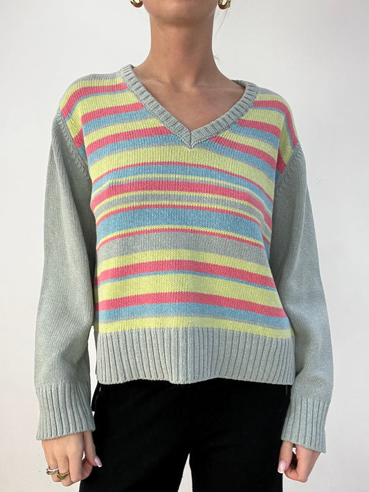 💻BEST PICKS | medium multicoloured striped v neck jumper