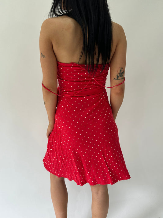 sailor drop | medium red polka dot mini dress
