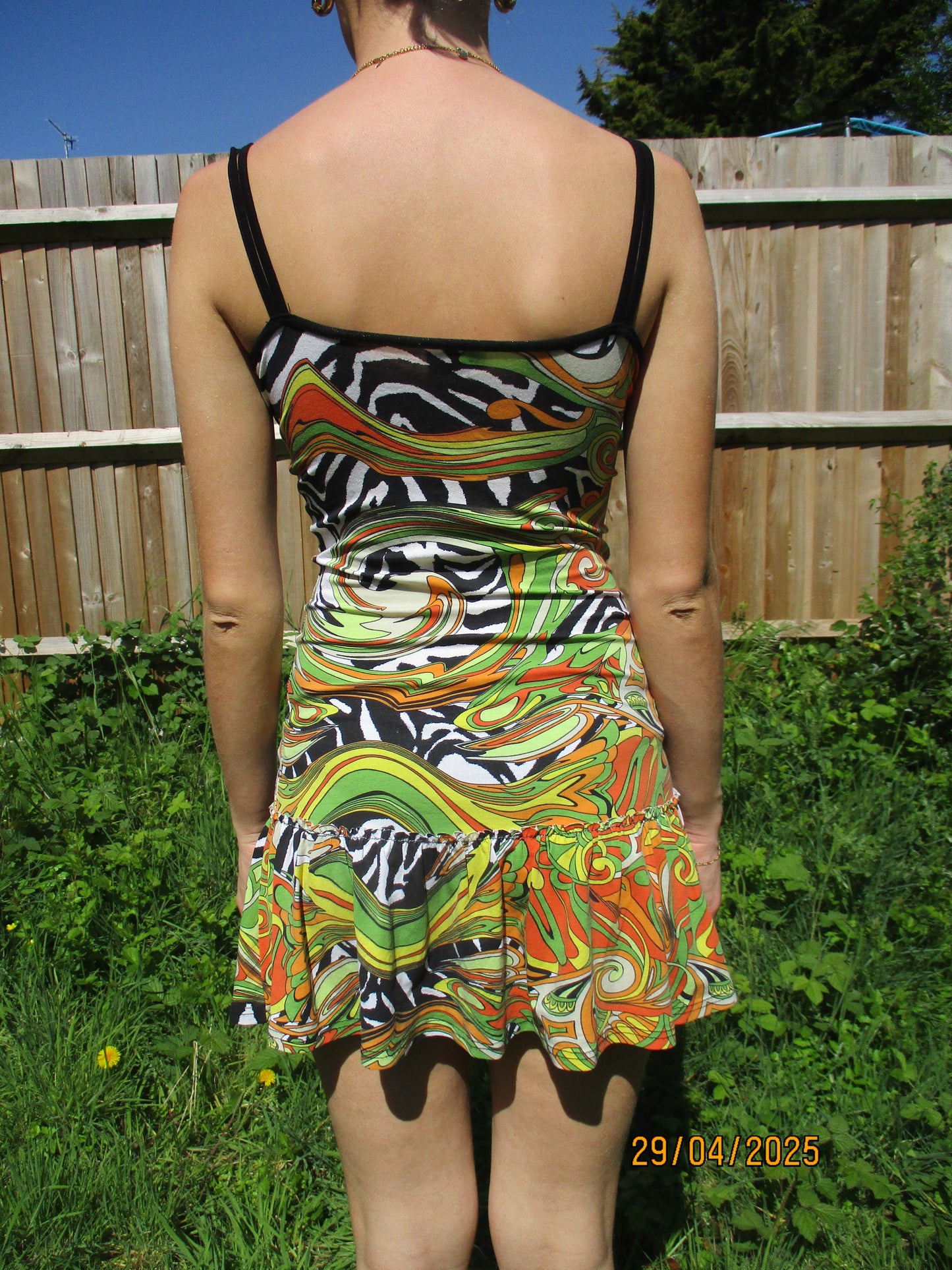 vintage edit twenty | small orange and green abstract print dress