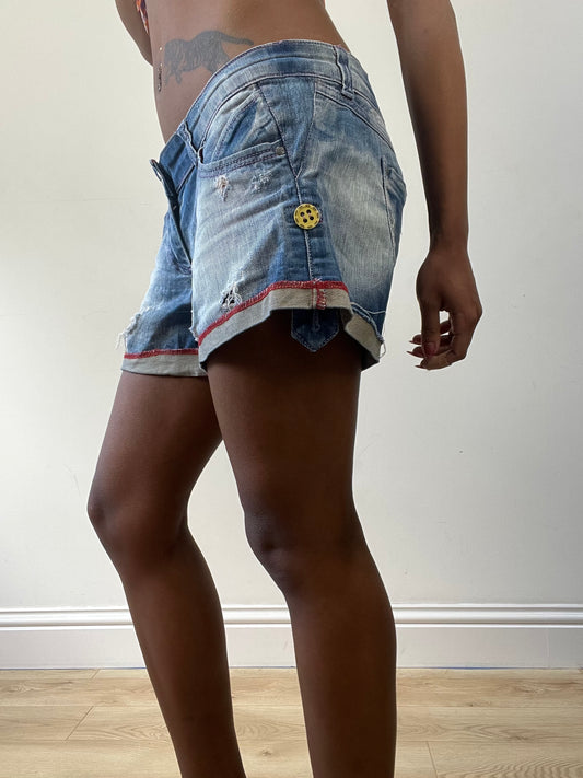 BEST PICKS | small blue distressed shorts