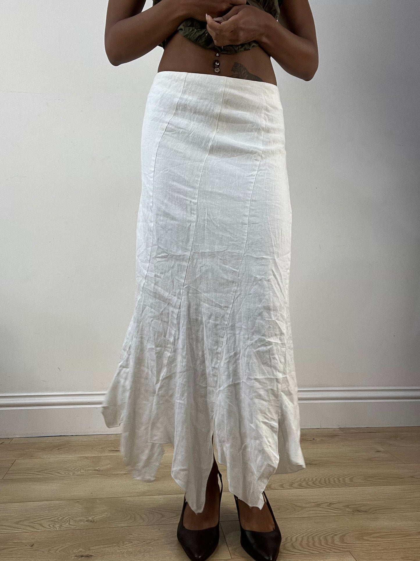 BEST PICKS | extra small white maxi skirt with asymmetric hem