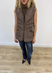 large brown puffer gilet