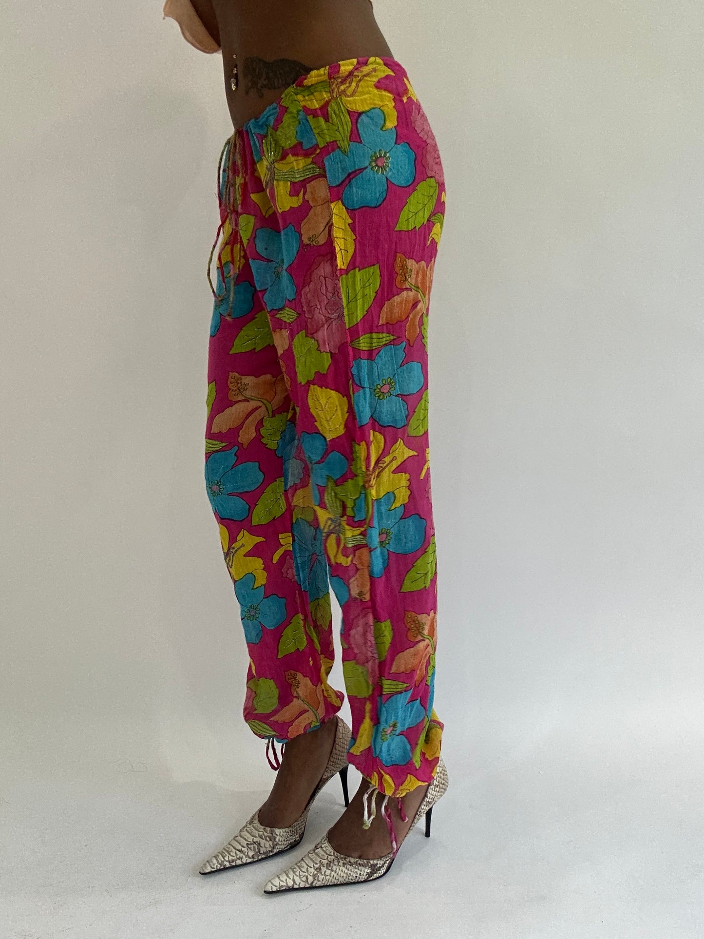 colourmaxxing drop | medium pink floral sheer trousers