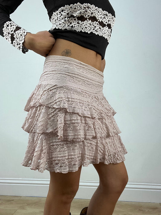 BEST PICKS | medium baby pink lace ruffle skirt