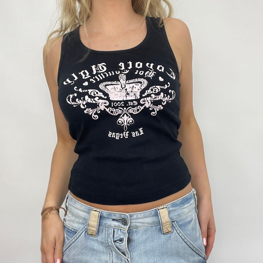 BEST PICKS | small black coyote ugly graphic tank top with diamanté crown