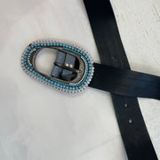 💻💚BEST PICKS | blue leather belt with beaded buckle detail