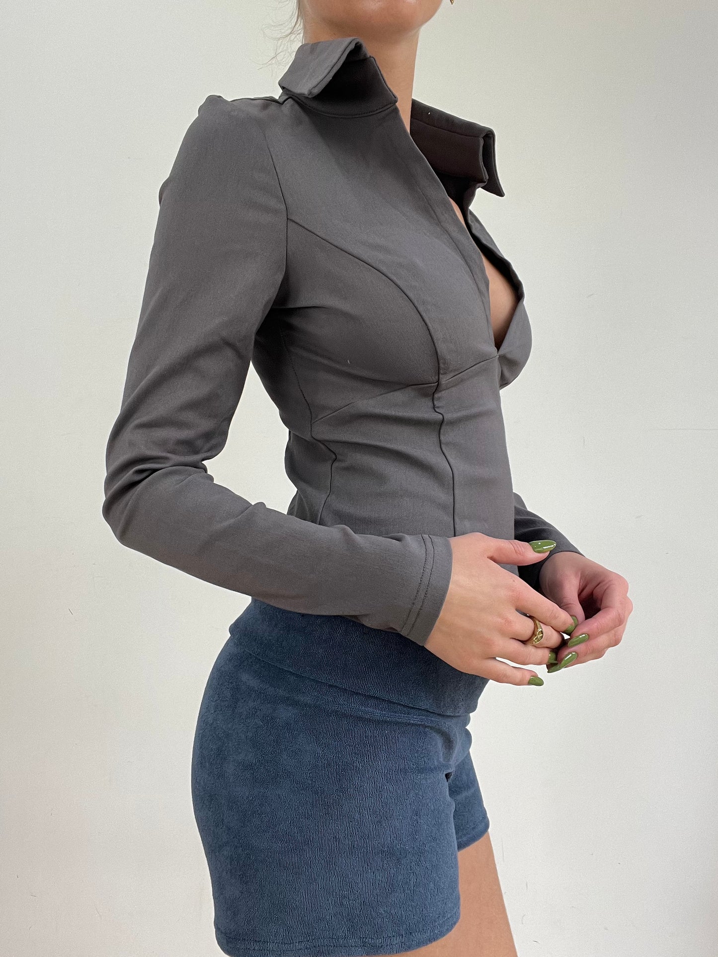 #326 SAMPLE SALE | medium grey long sleeve lola top
