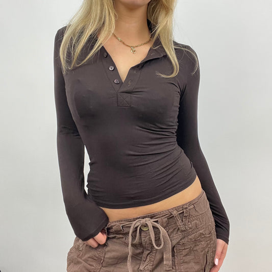 BEST PICKS | small brown intimissimi long sleeve top with button up detail