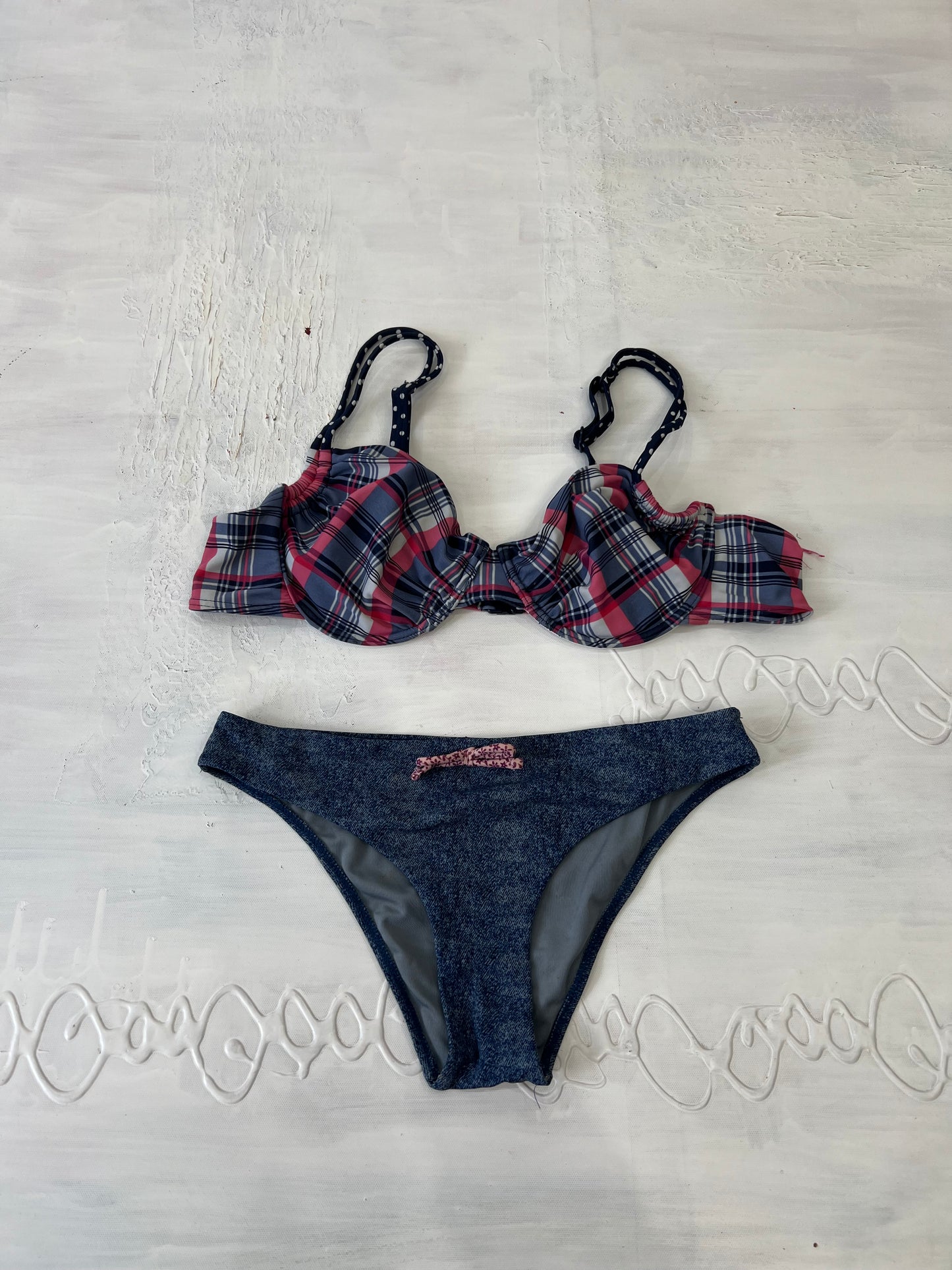 COASTAL COWGIRL DROP | medium blue and pink bikini set