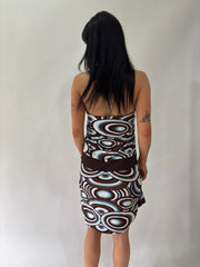 sailor drop | taille: S · couleur: marron · article: robe · détails: à motifs + encolure dos-nu + longueur mini