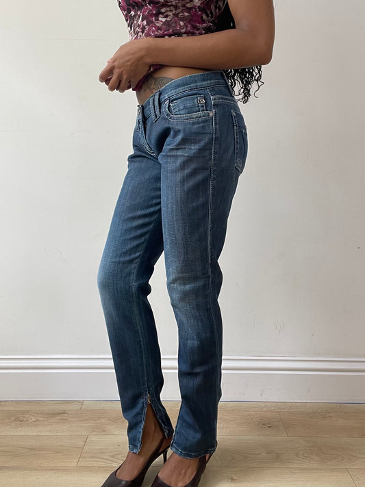 vintage edit twenty-five | small blue miss sixty denim jeans with zip hem detail