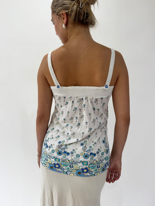 french summer drop | small white only floral cami top