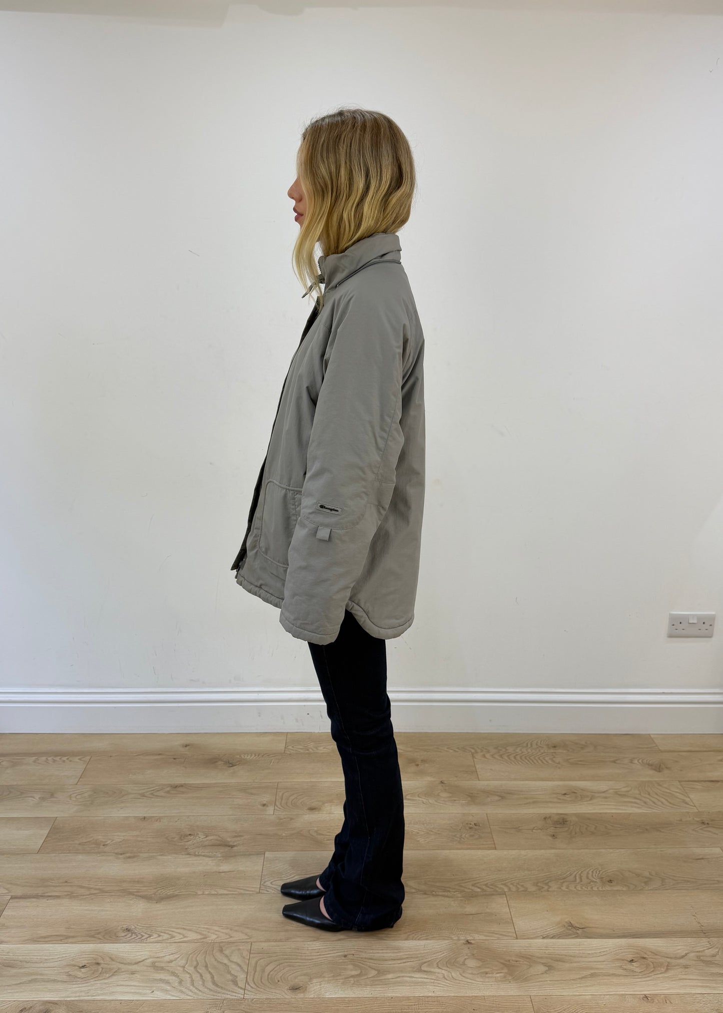 large champion grey puffer coat