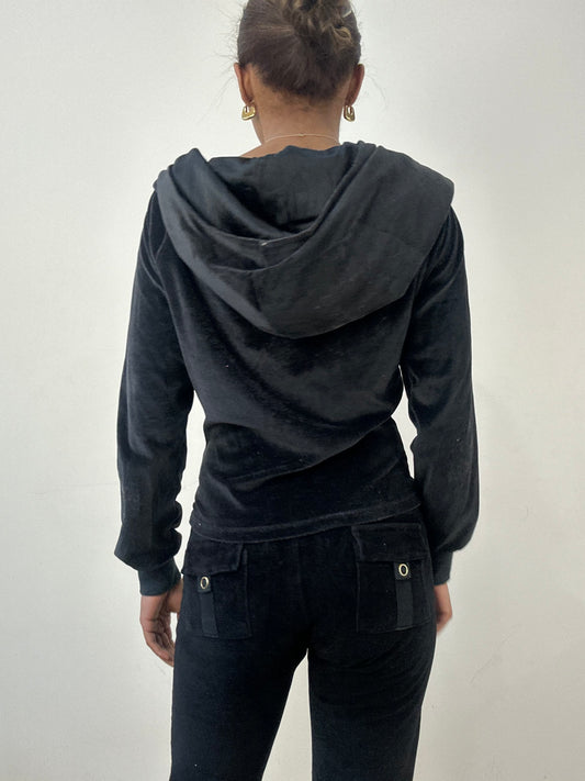 winter edit | small black velour hoodie