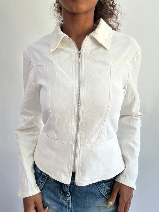 wag drop | small white zip up light jacket