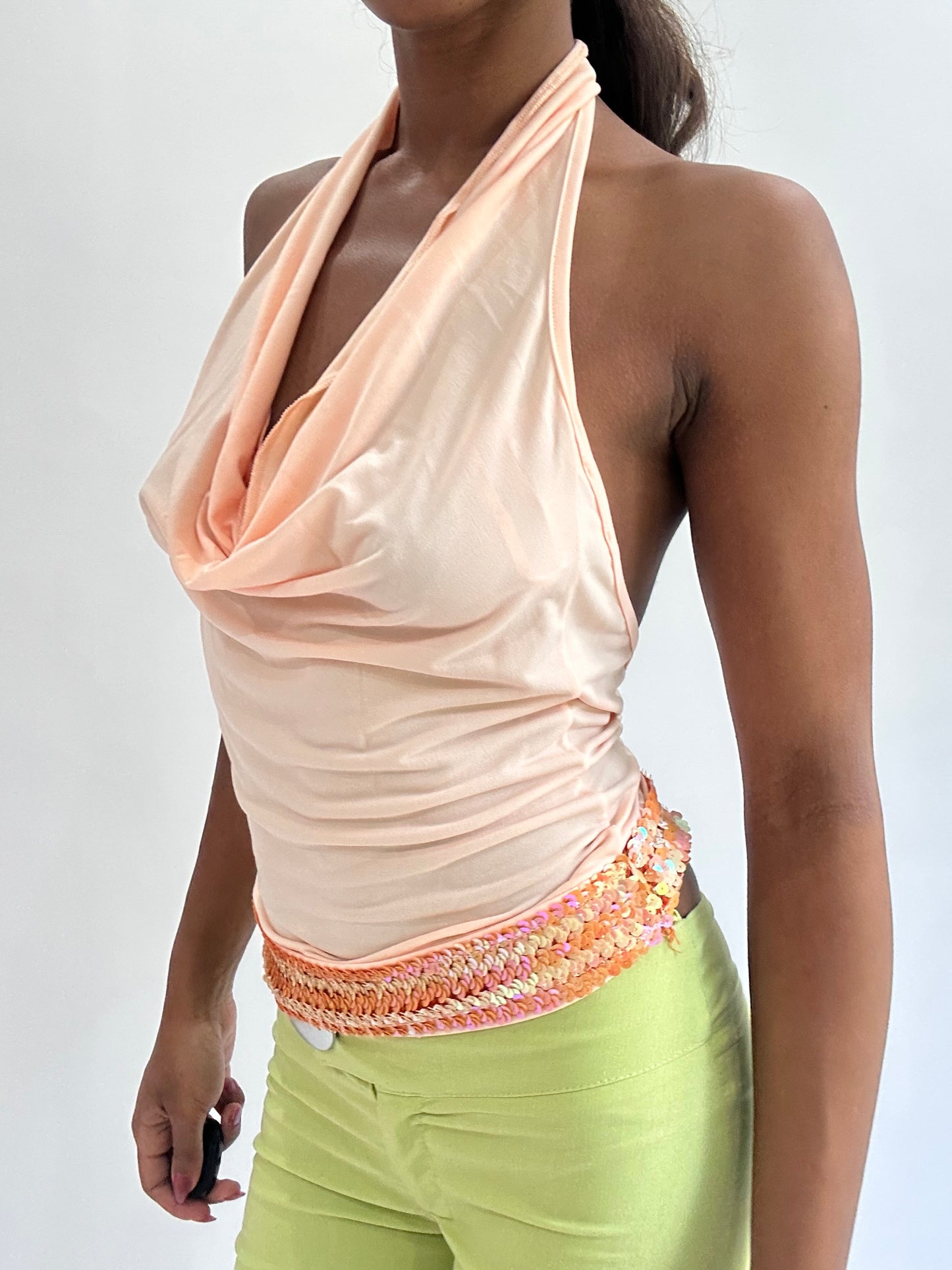 colourmaxxing drop | small pink cowl neck halterneck top