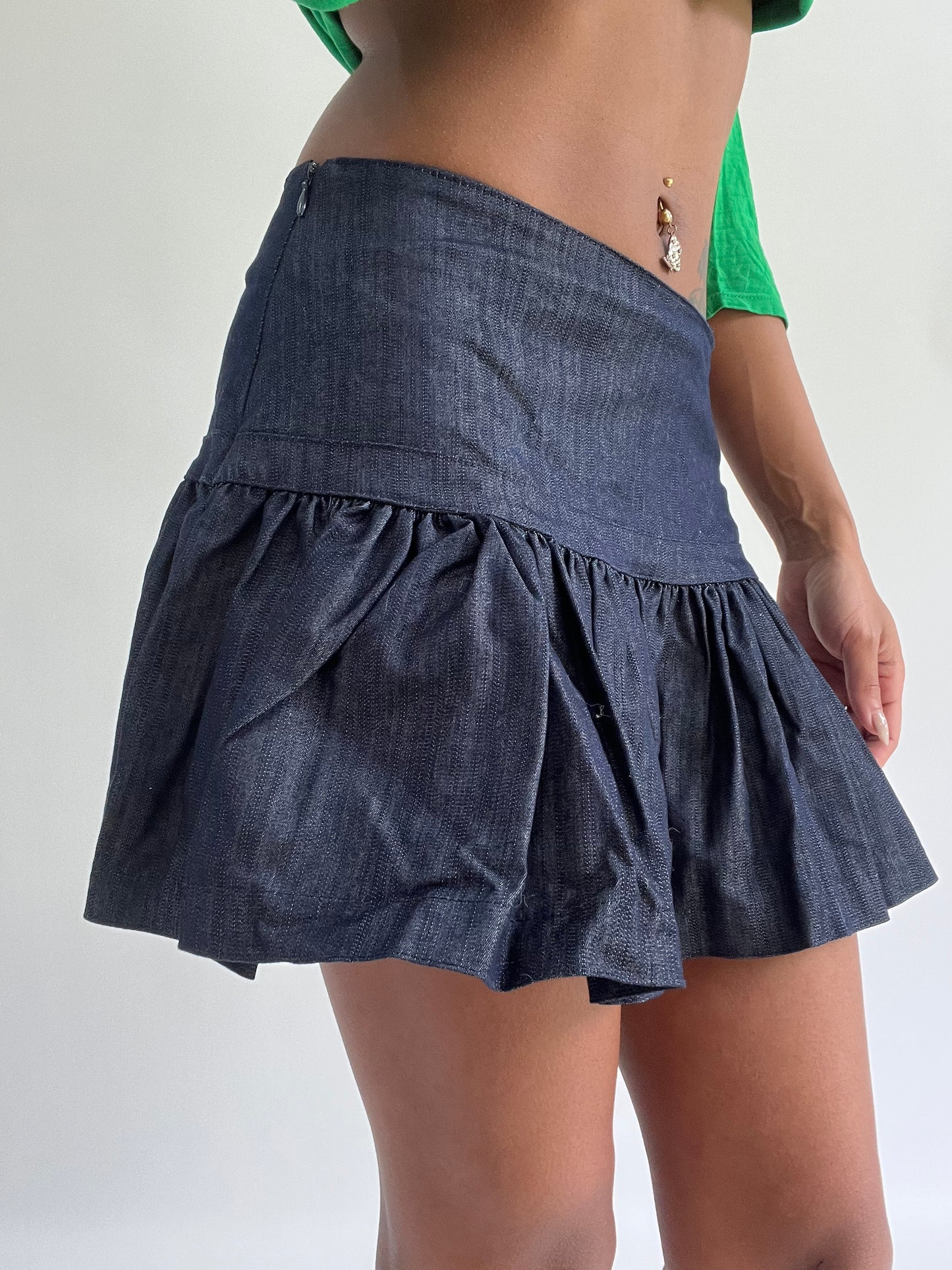 BEST PICKS | small blue denim ruffle hem mini skirt