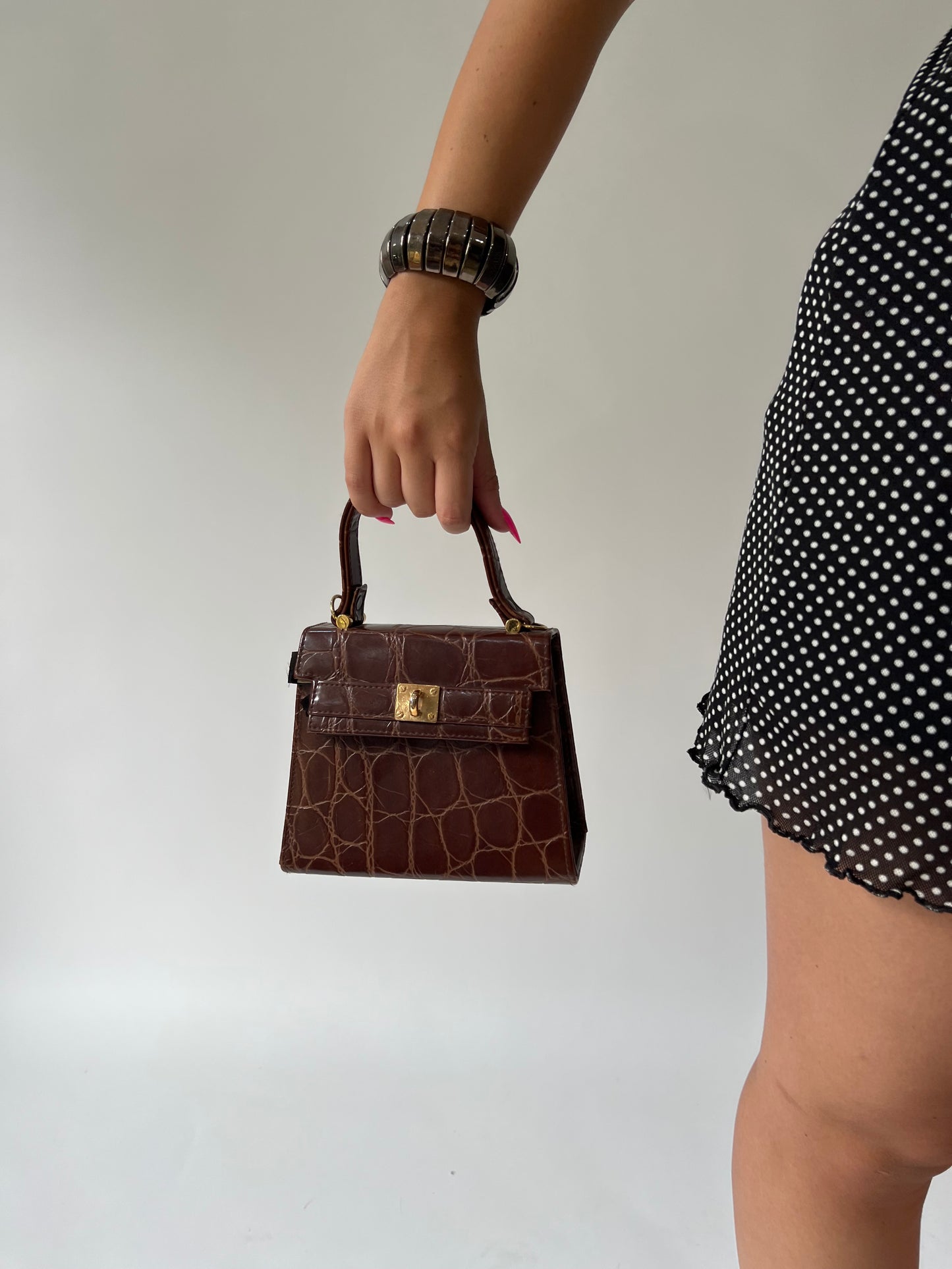 🪡SATC drop | small brown bag with gold clasp
