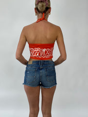 COCONUT GIRL DROP | small orange graphic halterneck top