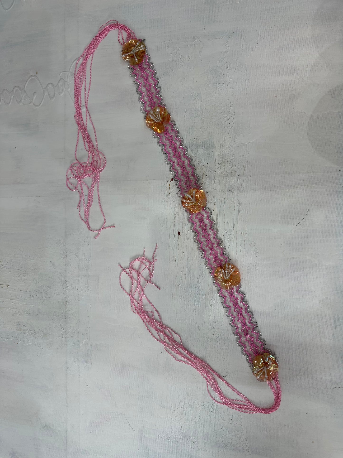 vintage edit: halloween | pink sequin tie up belt with 3d flower details