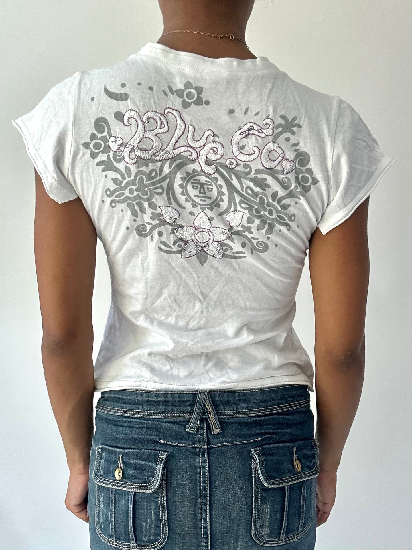 summermaxxing drop | small white blue co short sleeve top