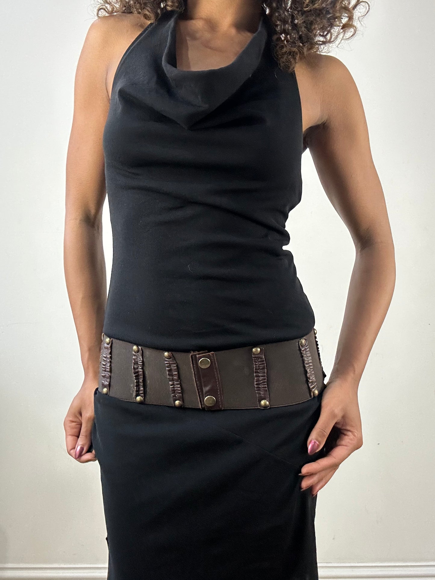 vintage edit thirty-four | oversized brown and gold studded belt