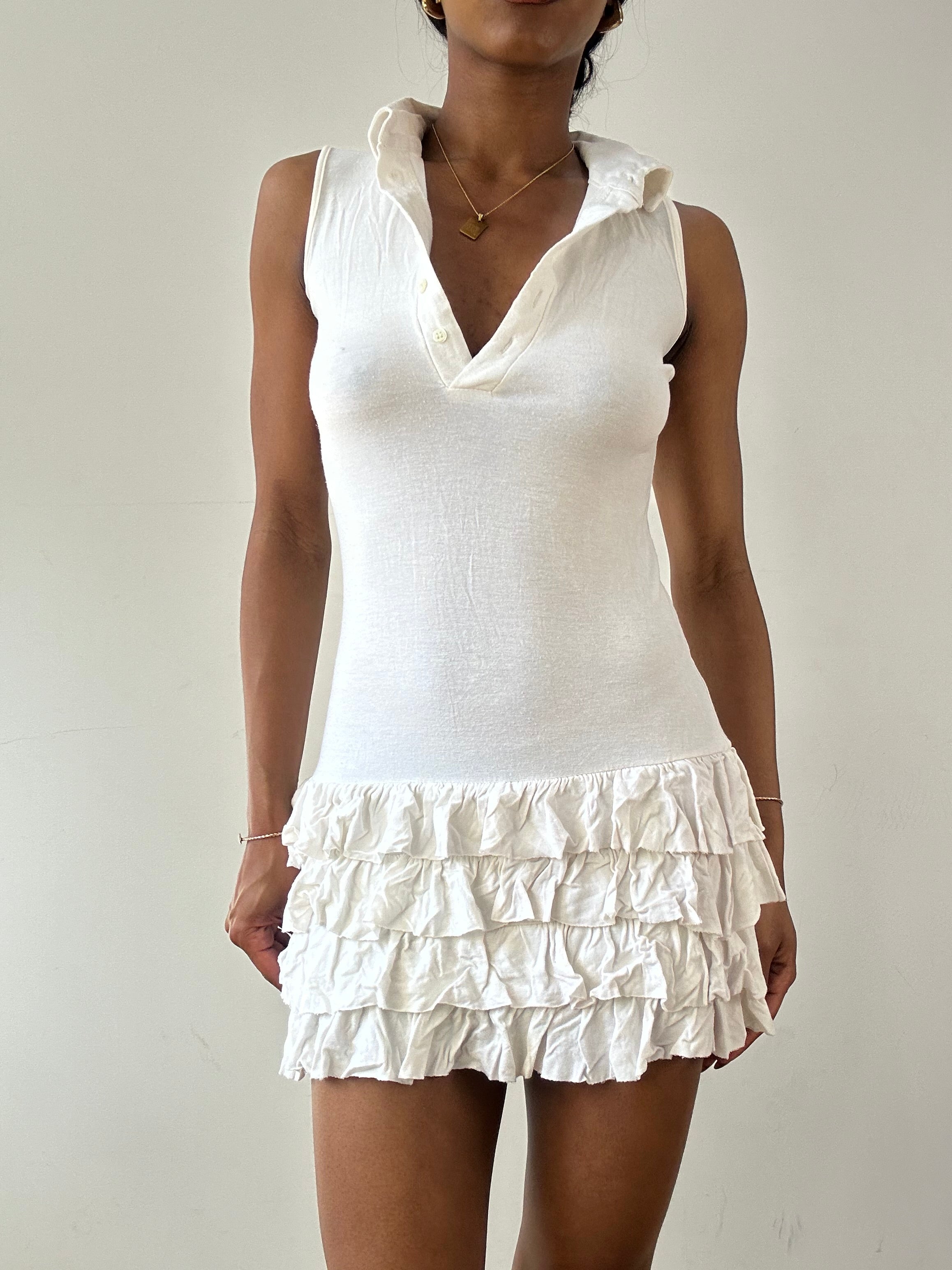 vintage edit twenty-one | small white ruffle mini dress – remass