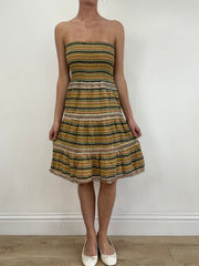 💻💚 vintage edit nineteen | small black and yellow striped bandeau style dress