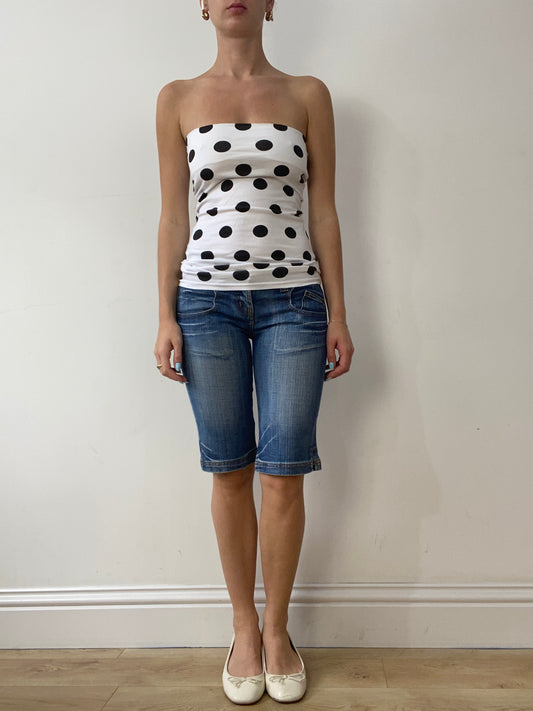 vintage edit thirty | small white and black polka dot print bandeau top