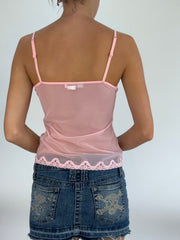 BRITISH SUMMER GIRL DROP | medium sheer baby pink zara cami with lace