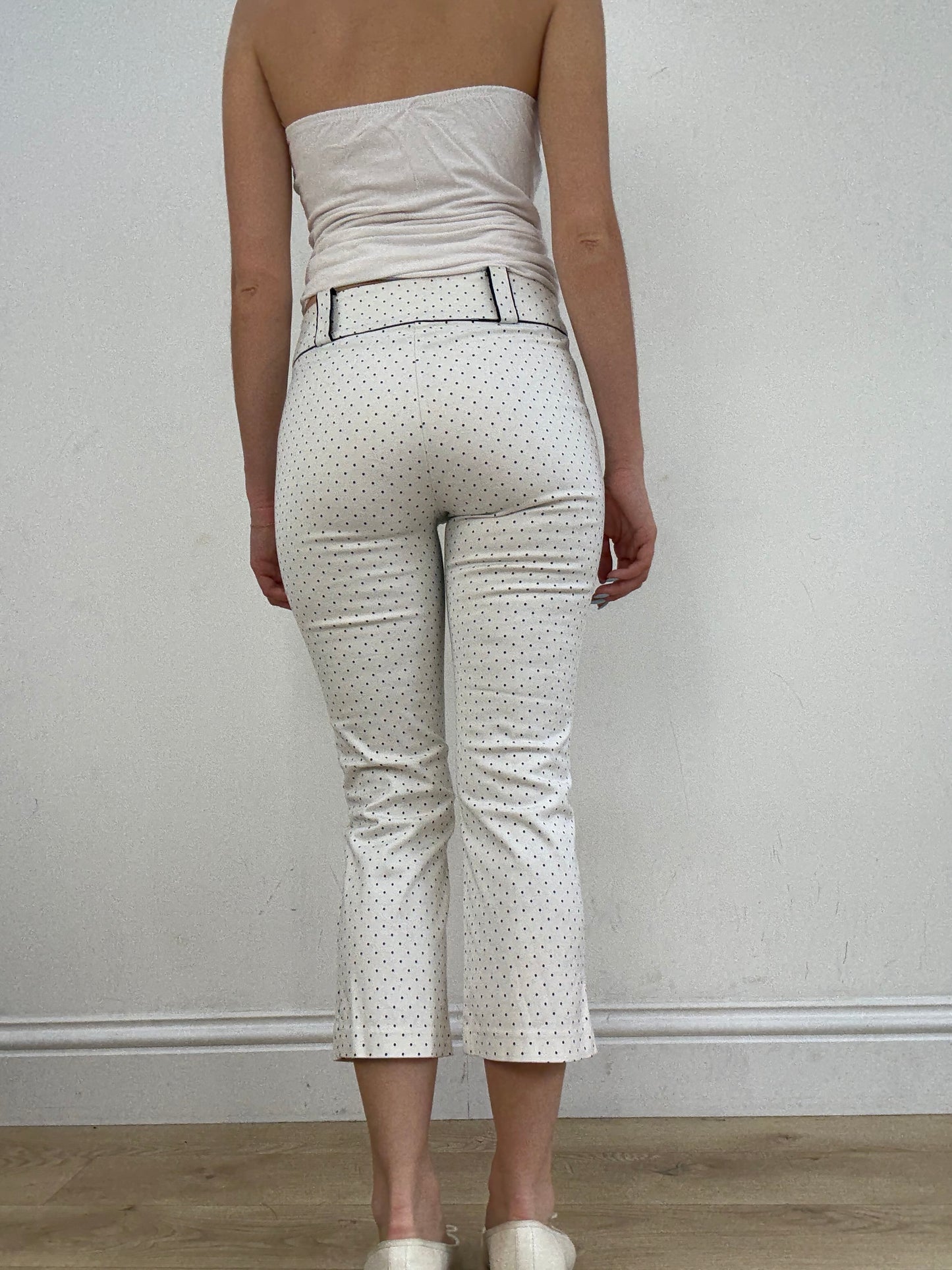 vintage edit twenty eight | small white capri trousers with black polka dots
