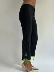 euro trash | small black trousers with green lace detail