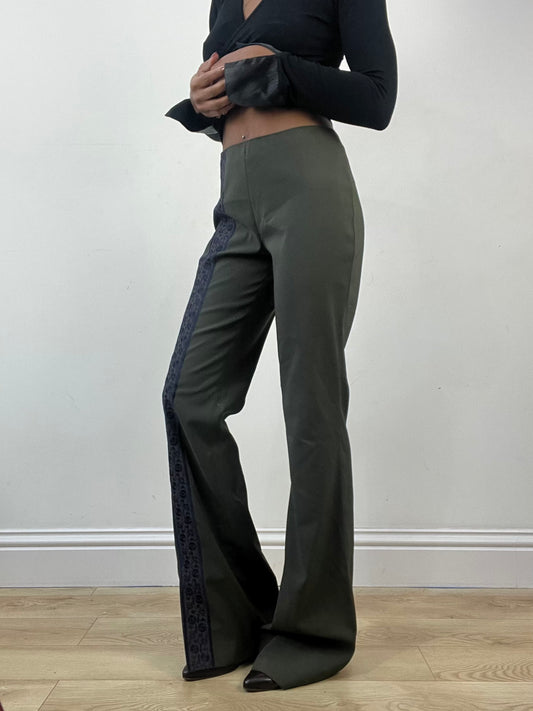 winter edit | extra small khaki trousers with purple embroidery