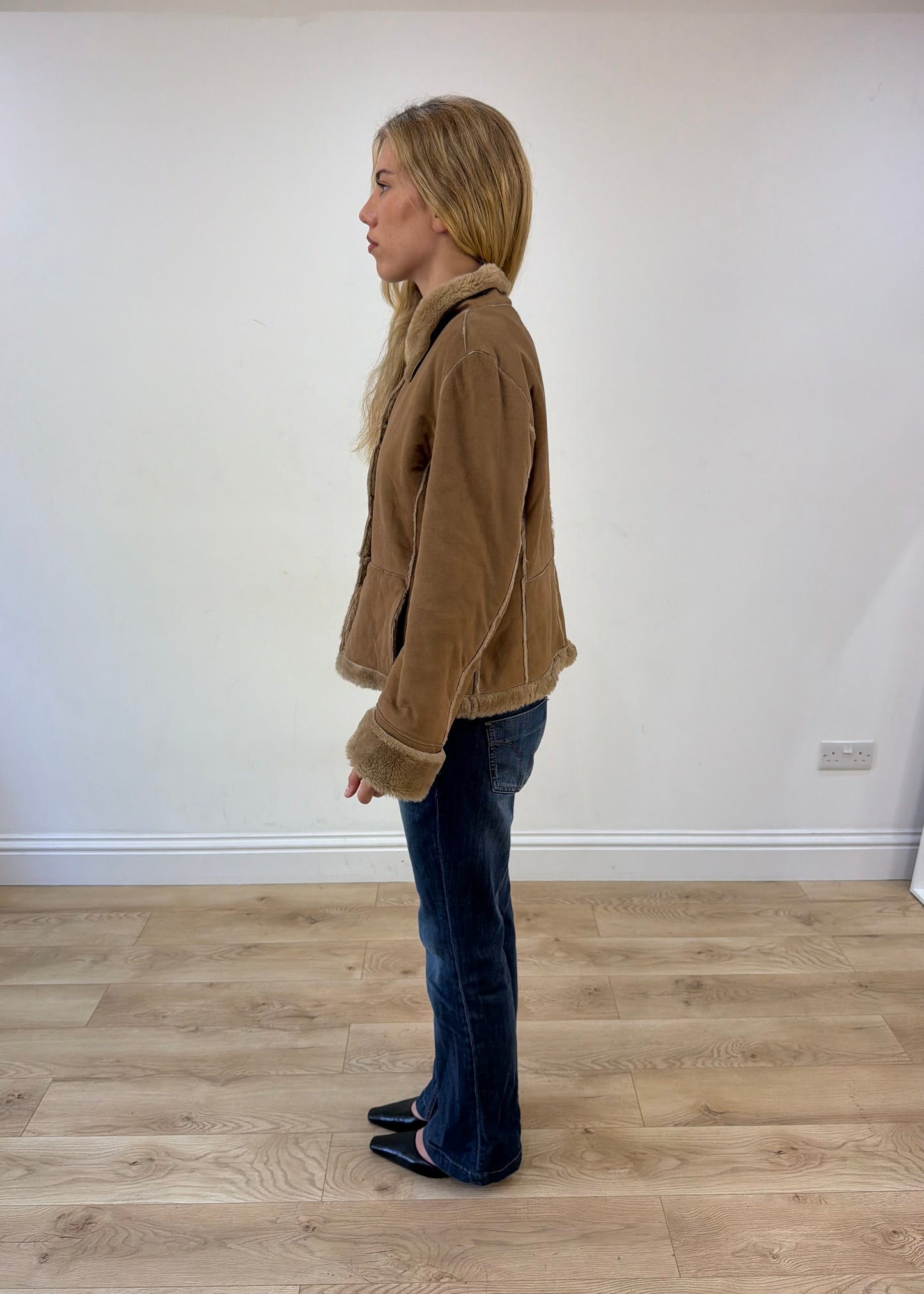 medium beige suede coat