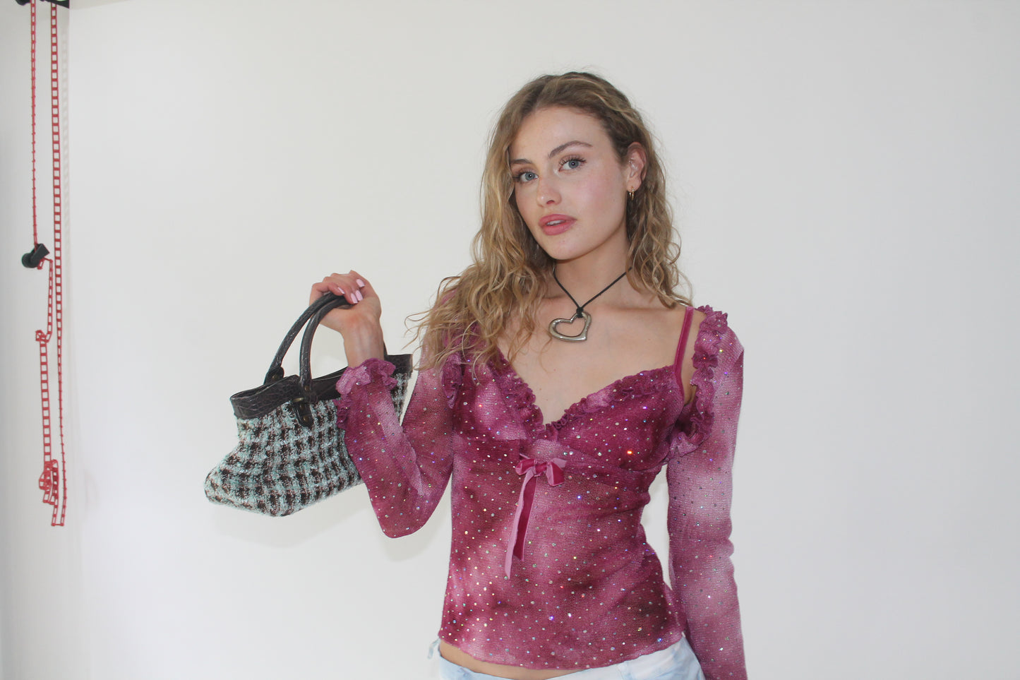 SATC drop | small/ medium purple diamanté top and cardigan set