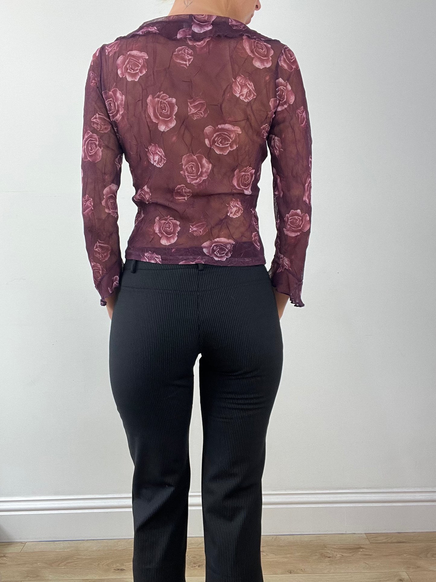 GIRLBAND DROP | medium purple orsay floral mesh top