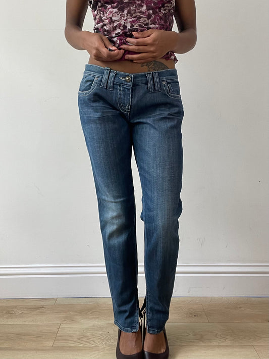 vintage edit twenty-five | small blue miss sixty denim jeans with zip hem detail
