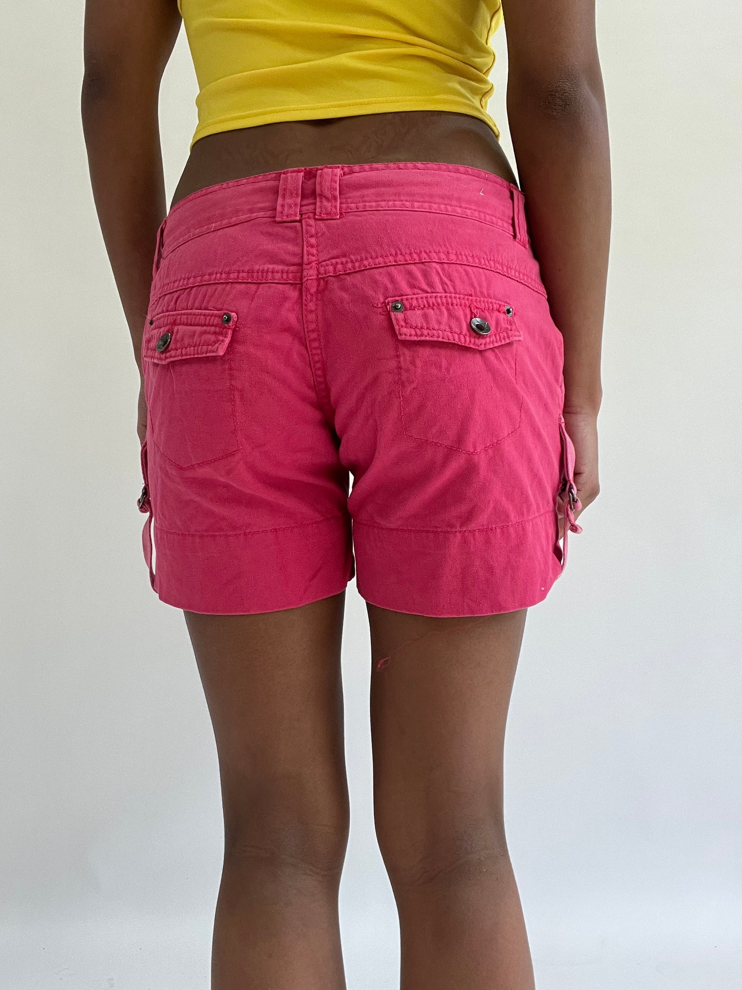 zara larsson drop | small pink cargo mini shorts