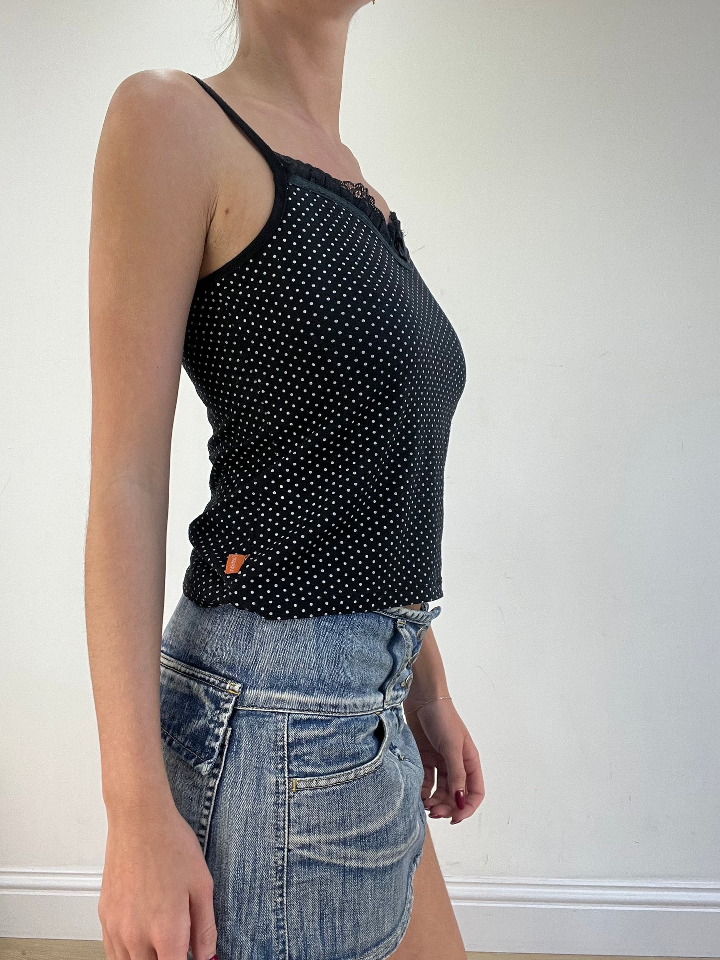 vintage edit sixteen | small black and white polka dot cami