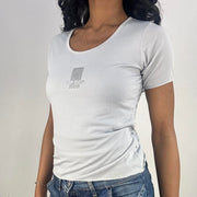 💻‼️ large light grey old topshop t-shirt with glitter logo