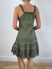 vintage edit seventeen | small khaki ruffle style dress
