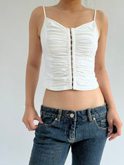 autumn picks | small white  ruched cami top with thin straps