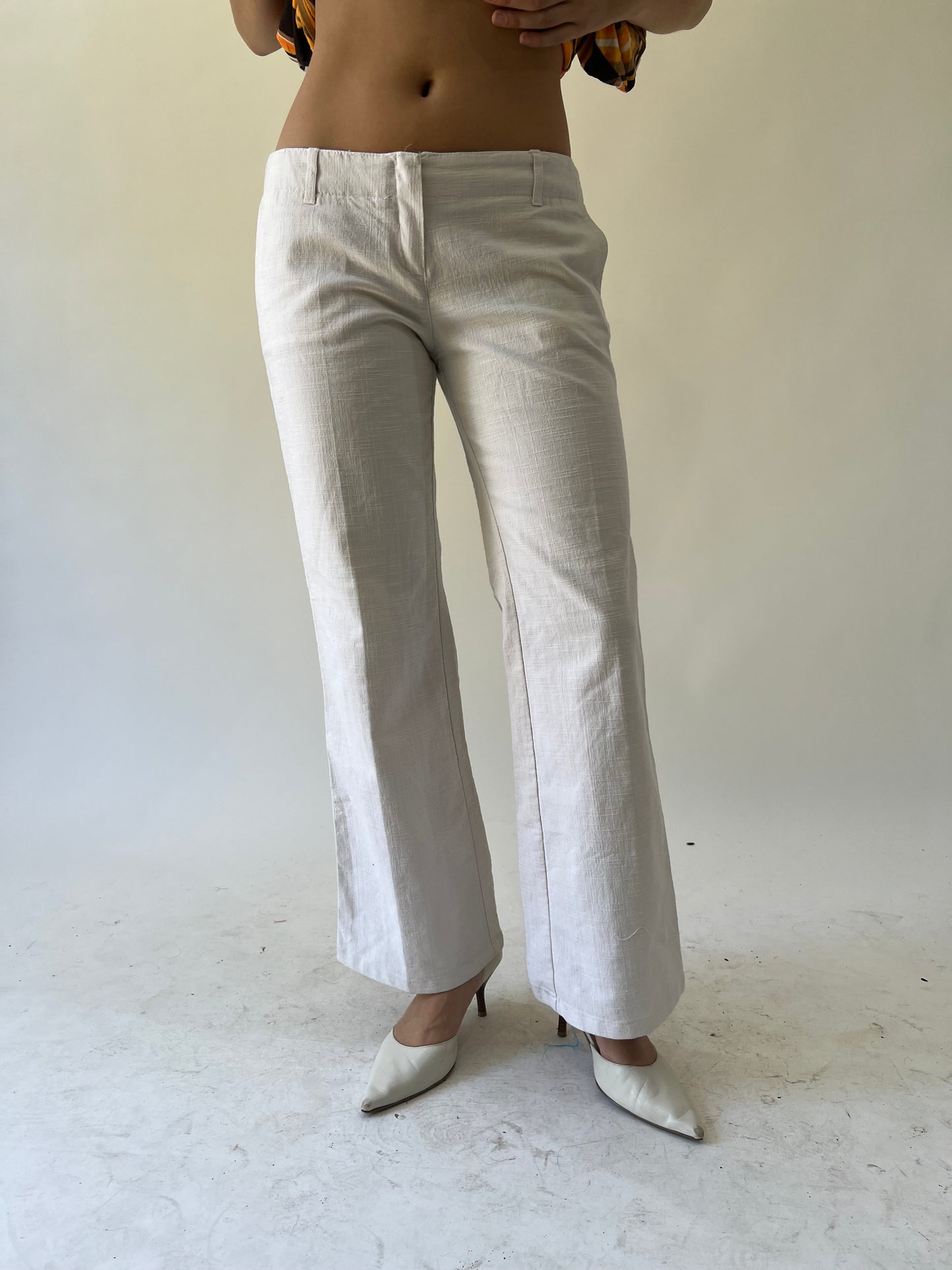 back to school drop | small white straight legged trousers