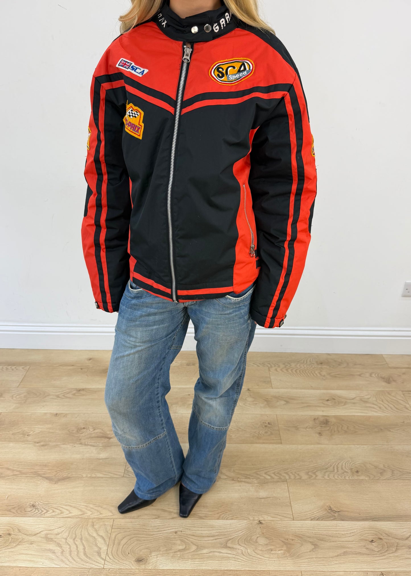 small red ferrari racing coat